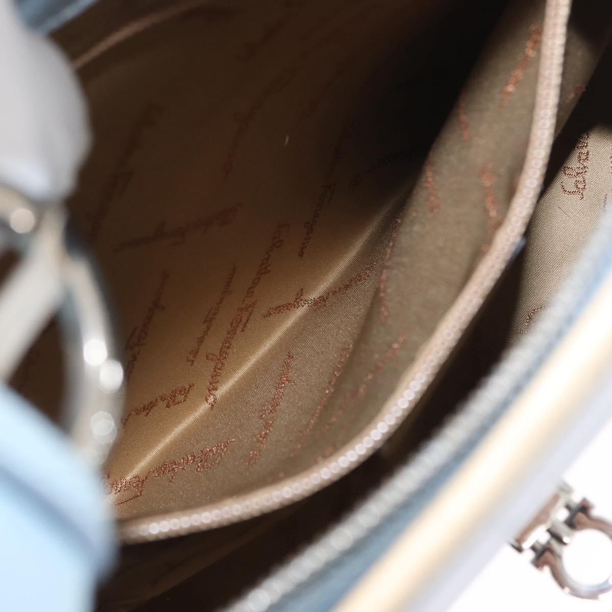 Salvatore Ferragamo Gancini Shoulder Bag Leather, BLUE, LEATHER, Shoulder bag