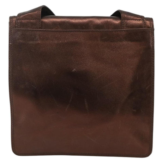 Chanel Vintage Logo Flap Messenger Bag Leather, BROWN, LEATHER, Shoulder bag