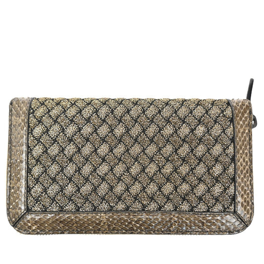 Bottega Veneta Intrecciato Long Zip Wallet Leather, Brown, Leather, Wallet