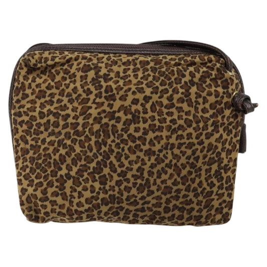 Bottega Veneta Vintage Shoulder Bag Leopard Print, BROWN, NYLON, Shoulder bag