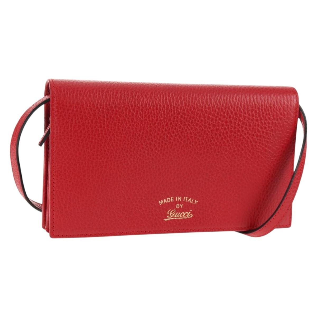 Gucci Wallet on Strap Leather, RED, LEATHER, Wallets