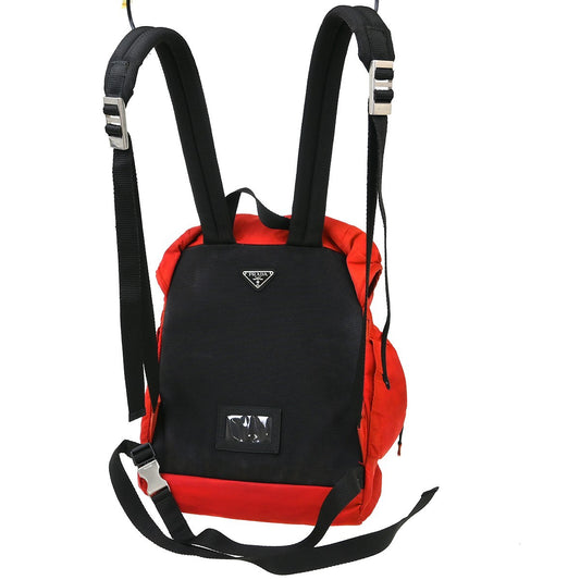 Prada Double Buckle Backpack Tessuto, Red, Nylon, Backpack