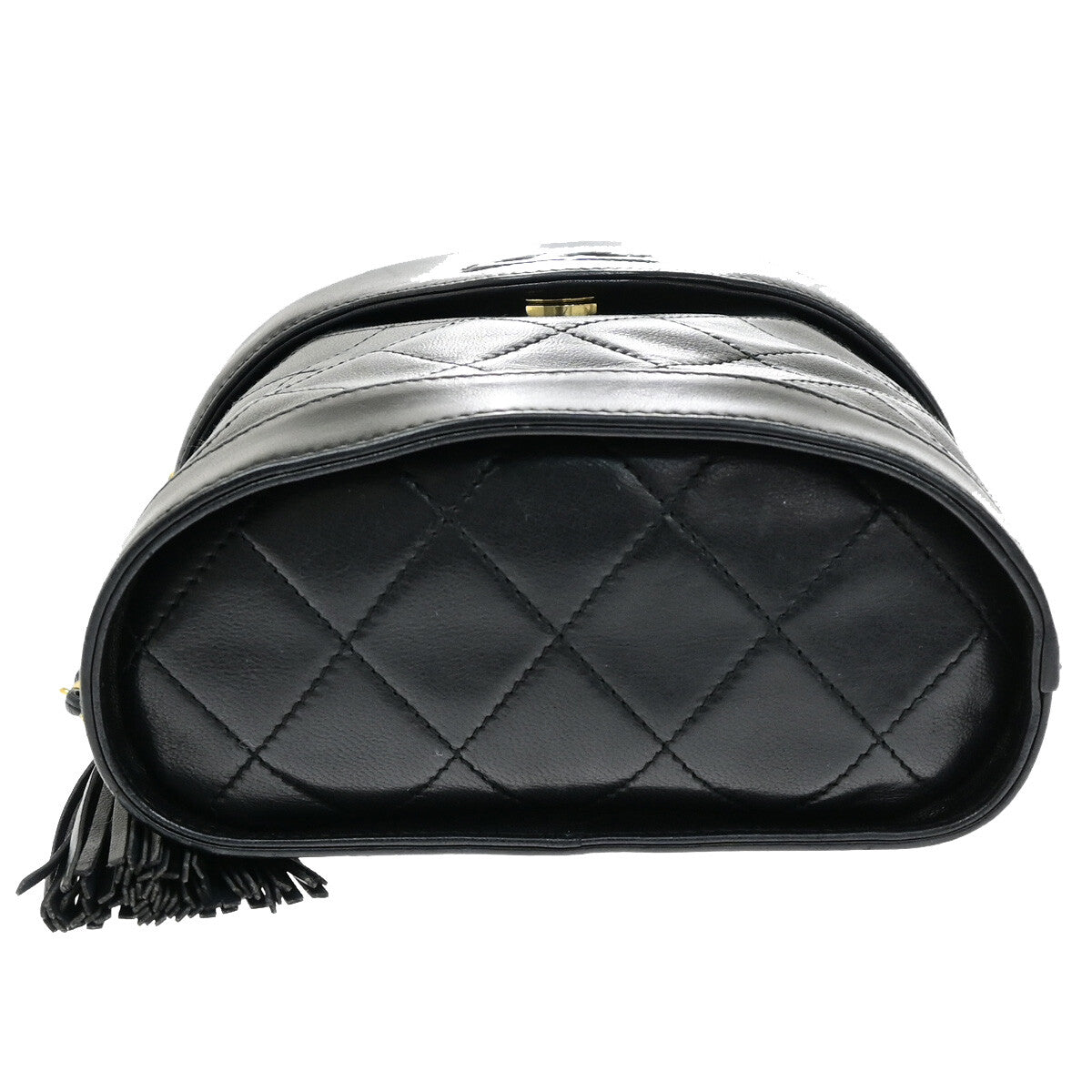 Chanel Vintage Tassel Box Bag Quilted Leather, BLACK, LEATHER, Shoulder bag
