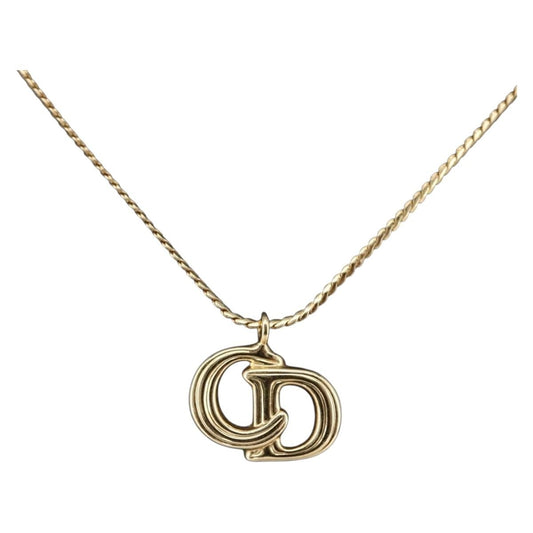 Christian Dior CD Pendant Necklace Metal, Gold, Metal, Necklace