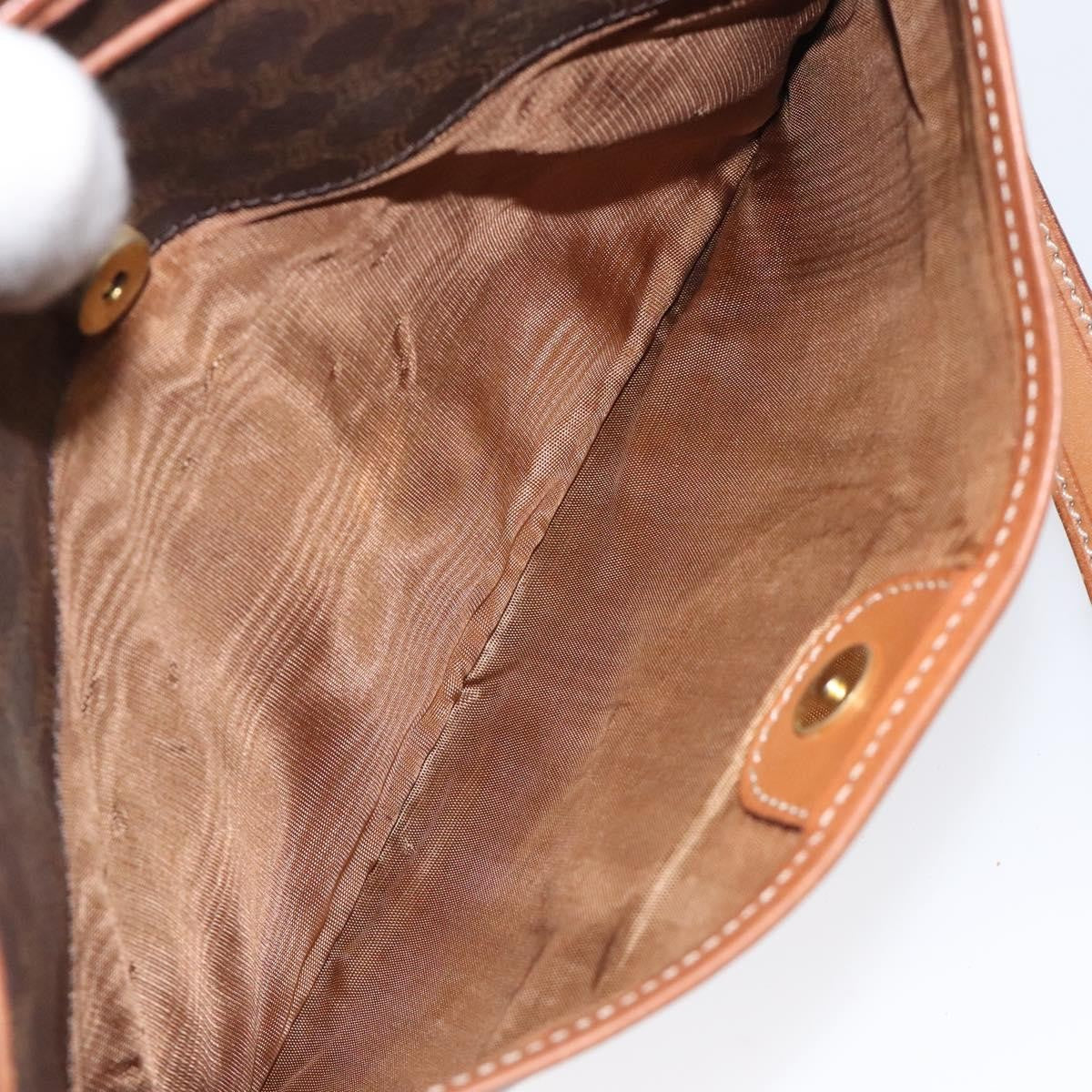 Celine Vintage Macadam Shoulder Bag Canvas and Leather, Brown, Canvas, Shoulder Bag