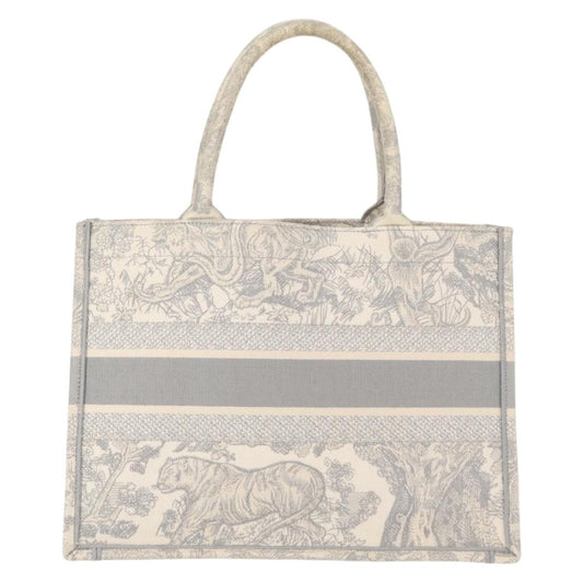 Christian Dior Book Tote Embroidered Canvas, GRAY, CANVAS, Tote bag