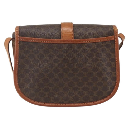 Celine Vintage Macadam Shoulder Bag Canvas and Leather, BROWN, PVC, Shoulder bag