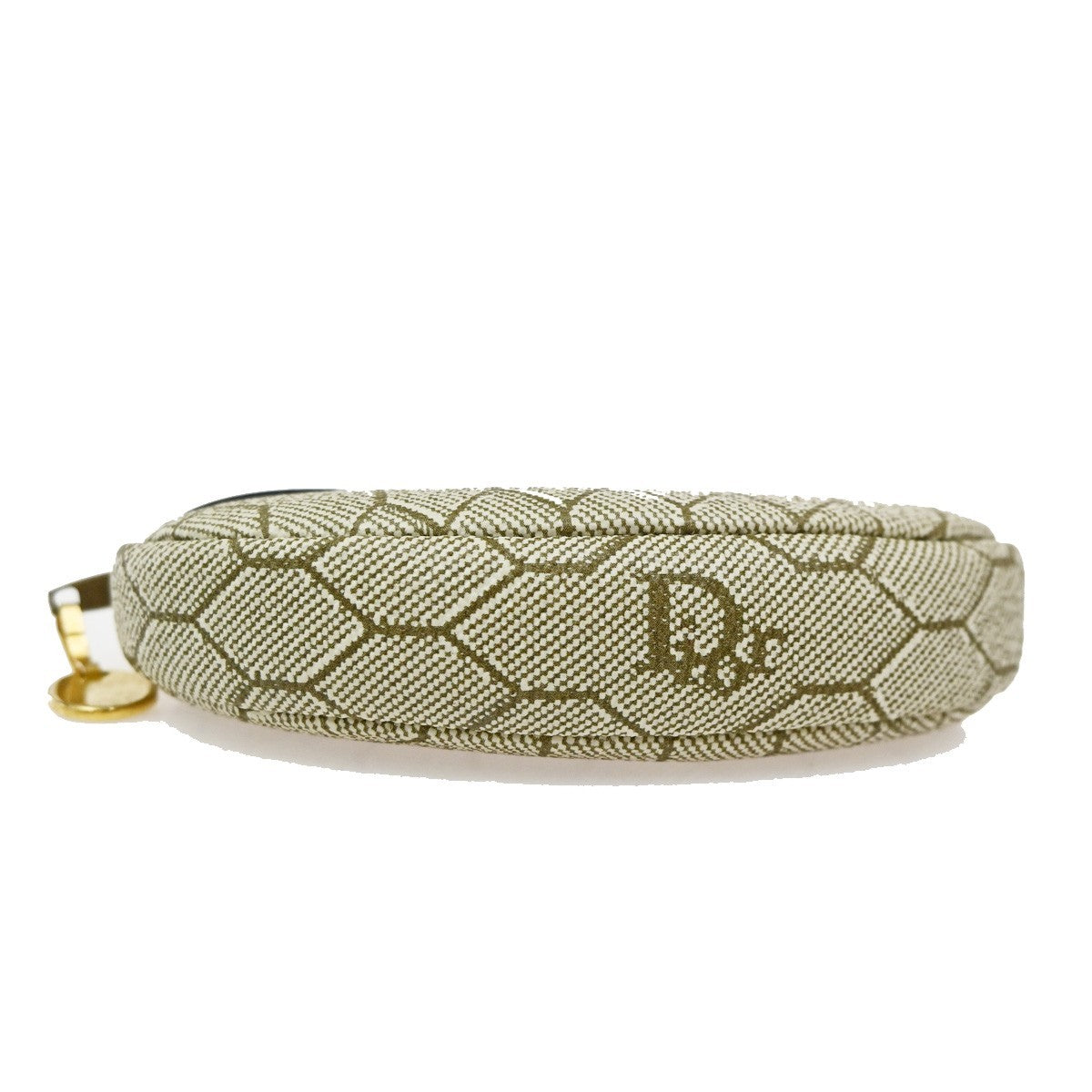 Christian Dior Honeycomb Zip Coin Purse Canvas and Leather, Beige, Canvas, Wallet