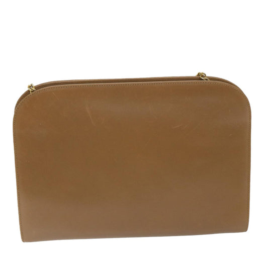 Salvatore Ferragamo Vintage Gancini Chain Shoulder Bag Leather, BROWN, LEATHER, Shoulder bag