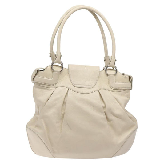 Salvatore Ferragamo Gancini Shoulder Bag Leather, WHITE, LEATHER, Shoulder bag