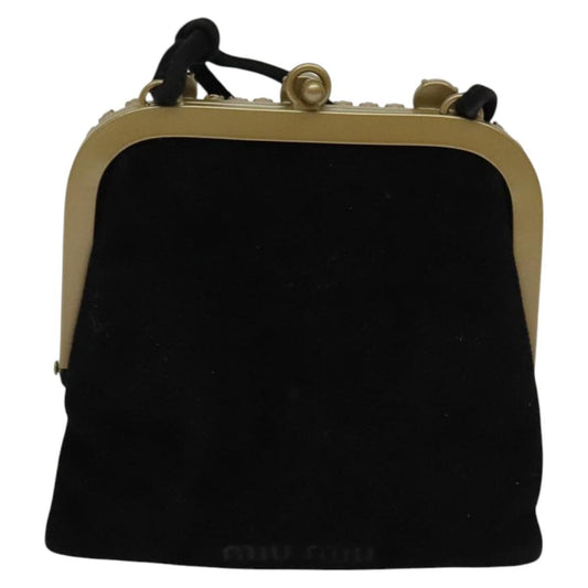 Miu Miu Kisslock Clutch Suede, BLACK, SUEDE, Clutche & pouche