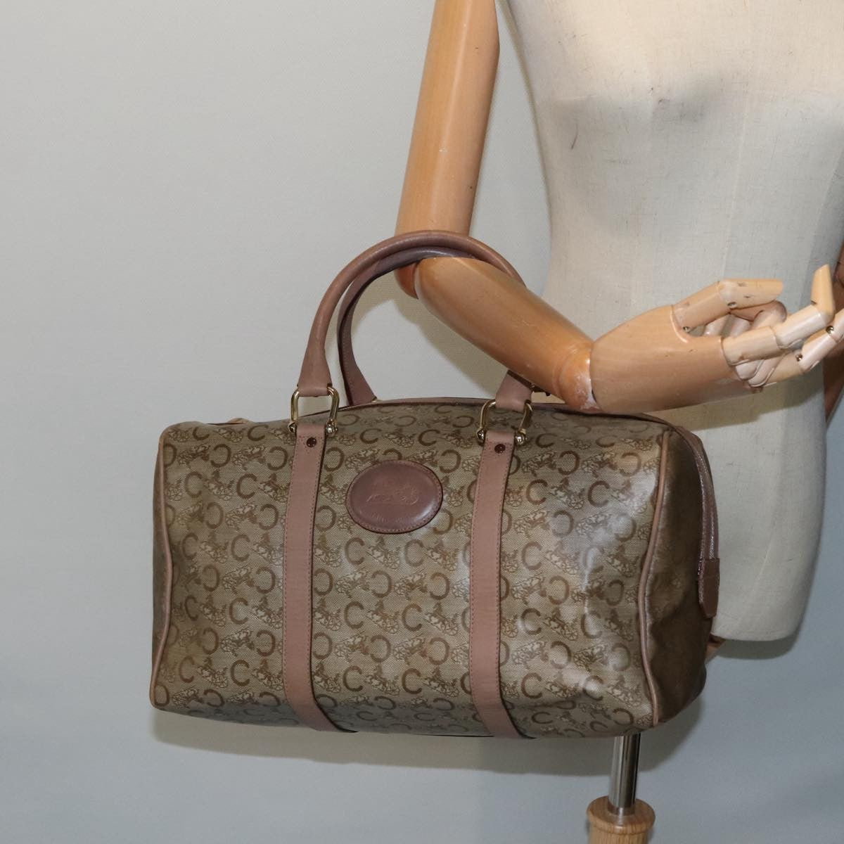 Celine Vintage Macadam Handbag Macadam, BEIGE, LEATHER, Handbag