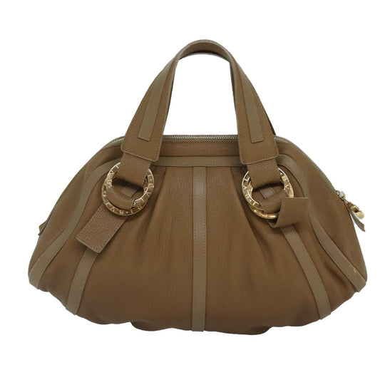 Bvlgari Doppio Handbag Leather, BROWN, LEATHER, Handbag