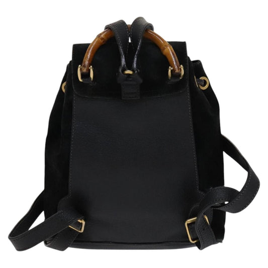 Gucci Gucci bamboo backpack daim, Black, Suede, Backpack