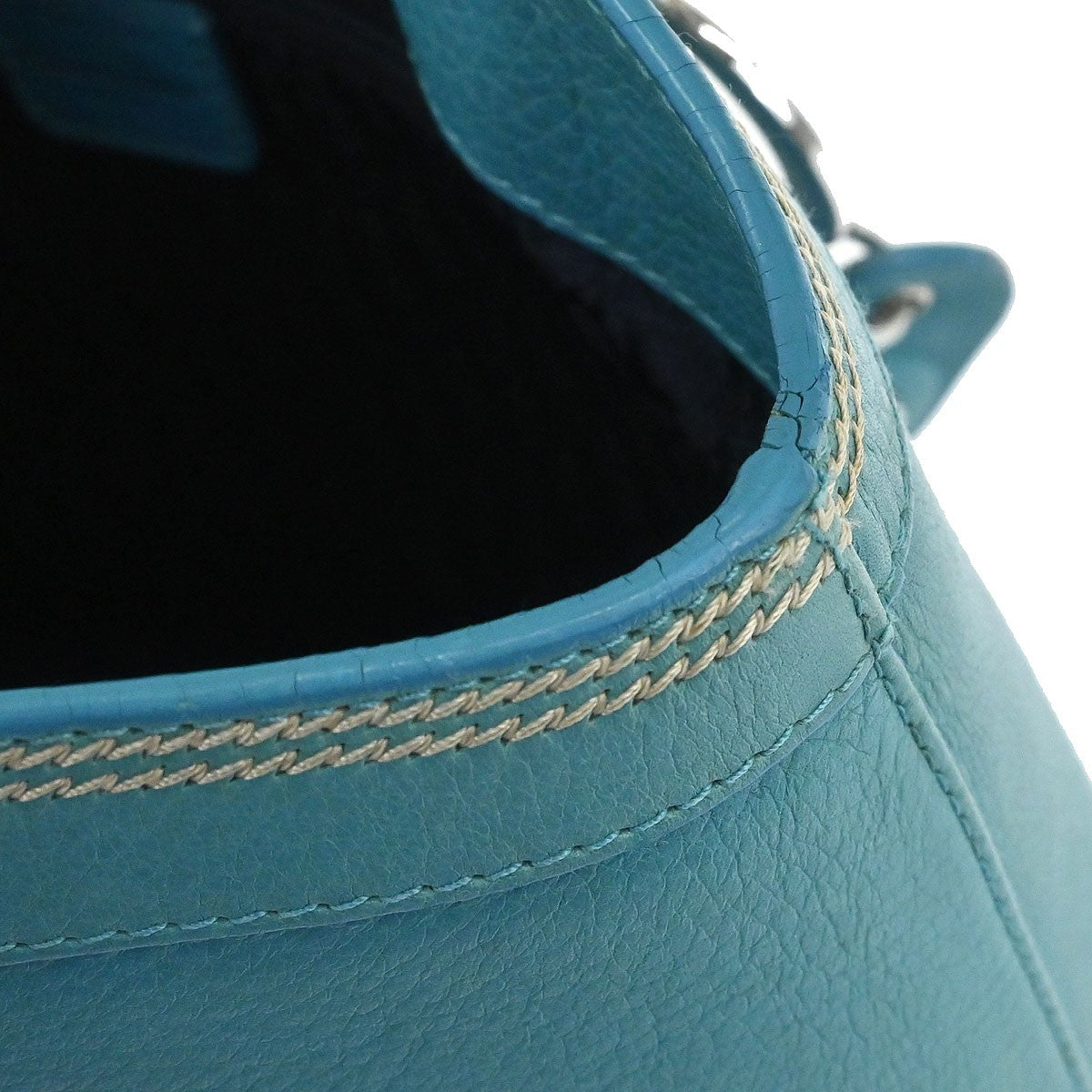 Christian Dior Vintage Tote Leather, TURQUOISE, LEATHER, Tote bag