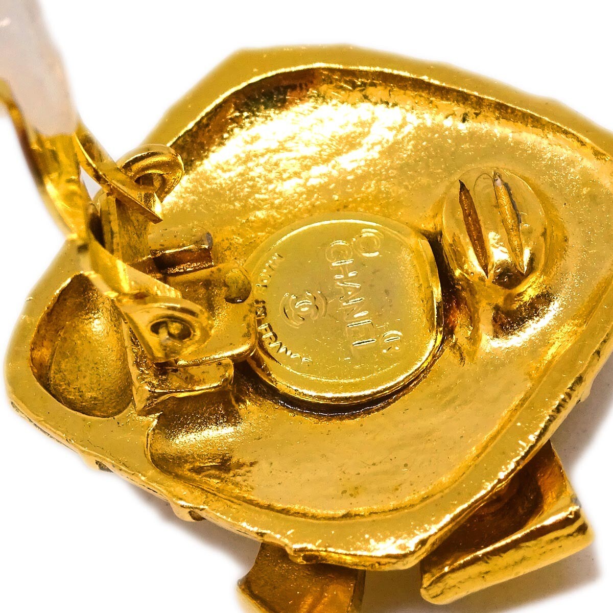 Chanel CC Rhombus Clip-On Earrings Metal, GOLD, GOLD_PLATED, Earrings