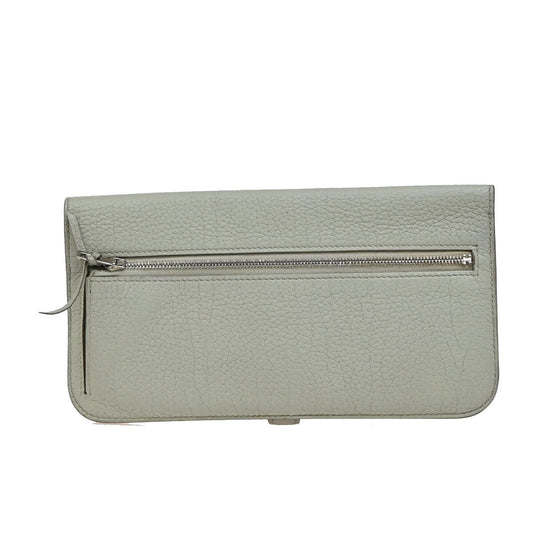 Hermes Dogon Duo Combined Wallet Leather, GRAY, LEATHER, Wallets