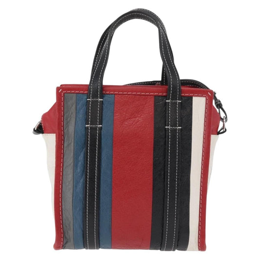 Balenciaga Bazar Convertible Tote Striped Leather, Multicolour, Leather, Handbag