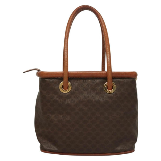 Celine Macadam Handbag Macadam with leather, BROWN, CANVAS, Handbag