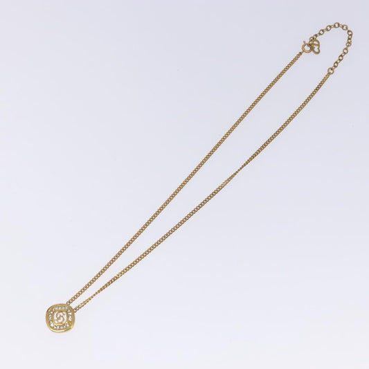 Christian Dior CD Round Pendant Necklace Metal and Crystals, GOLD, METAL, Necklace