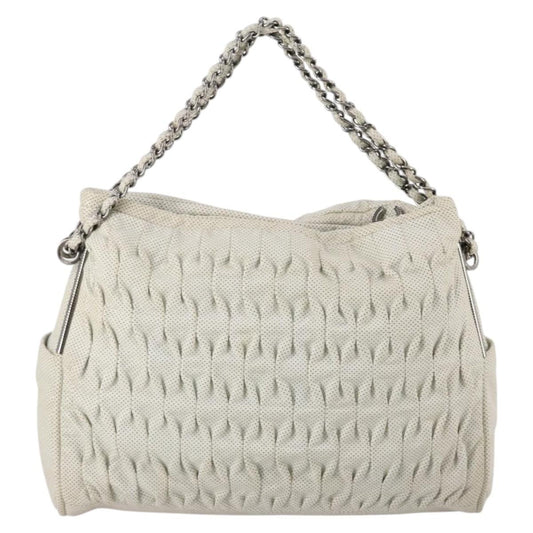 Chanel Vintage Chain Shoulder Bag Leather, ECRU, LEATHER, Shoulder bag