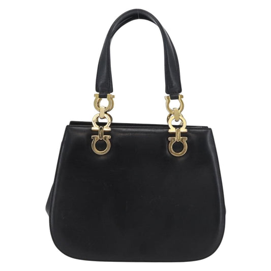 Salvatore Ferragamo Gancini handbag Leather, BLACK, LEATHER, Handbag