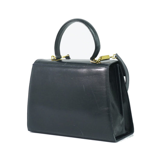 Salvatore Ferragamo Convertible Top Handle Leather, Navy, Leather, Handbag