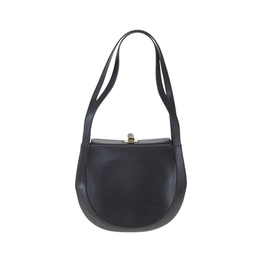 Salvatore Ferragamo Gancini Leather, Black, Leather, Shoulder Bag
