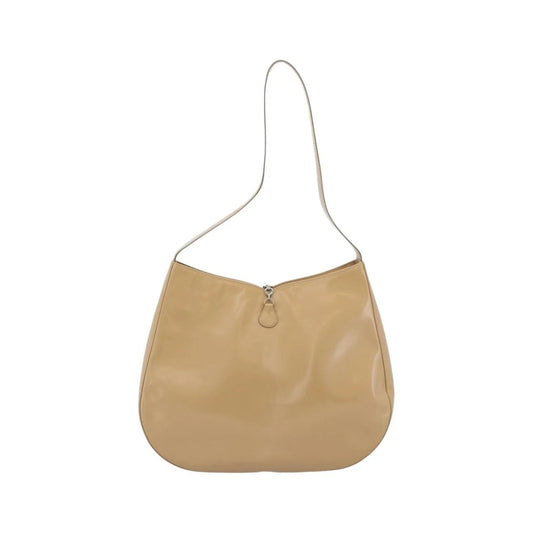 Salvatore Ferragamo Gancini Patent Leather, Beige, Patent Leather, Shoulder Bag