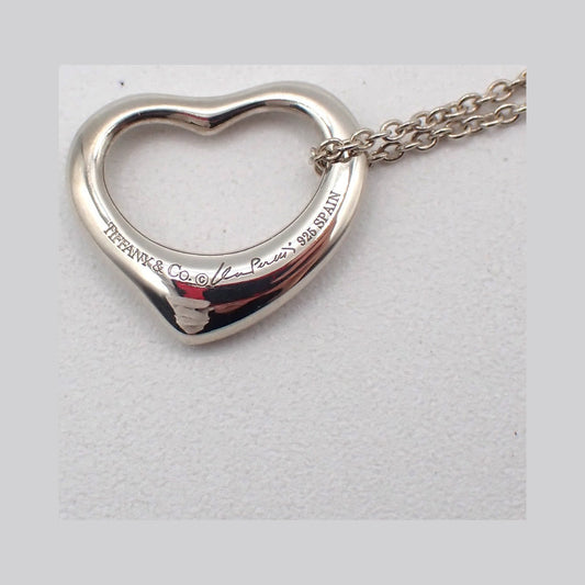 Tiffany & Co. Elsa Peretti Open Heart Pendant Sterling Silver, Silver, Silver, Necklace