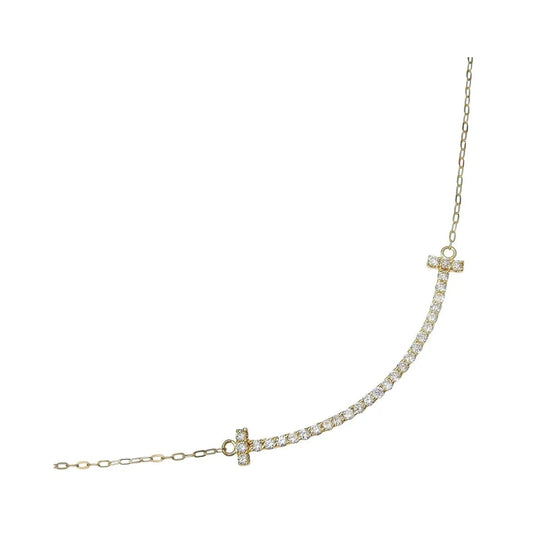 Tiffany & Co. T Smile Pendant 18K Yellow Gold with Diamonds, Gold, Yellow Gold, Necklace