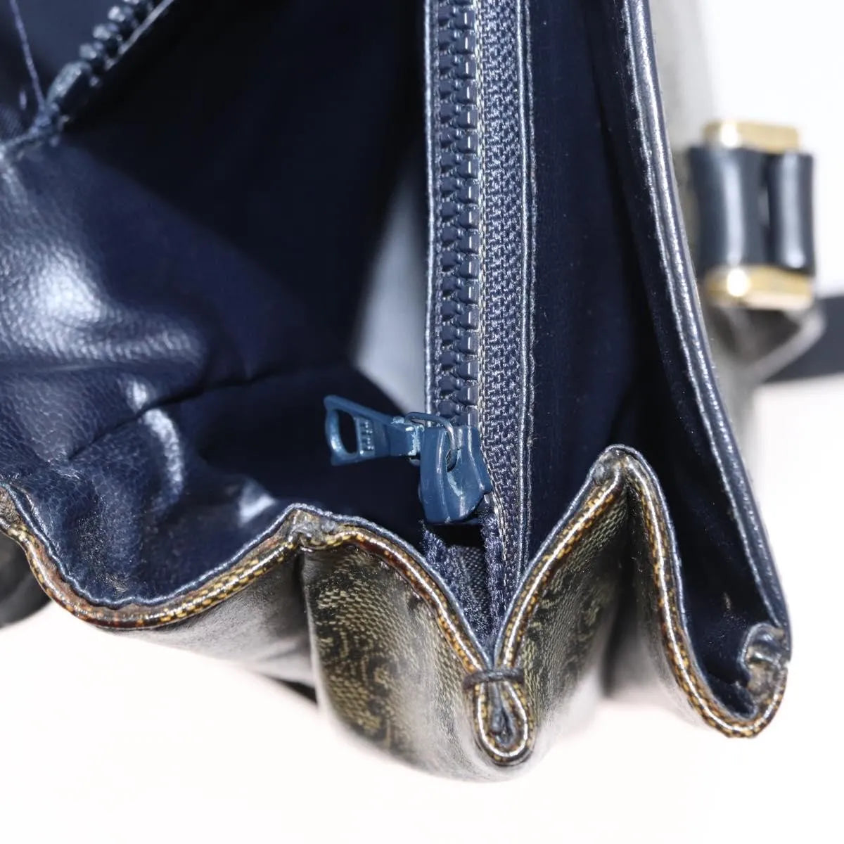 Celine Vintage Macadam Canvas and Leather, Black, Canvas, Shoulder Bag