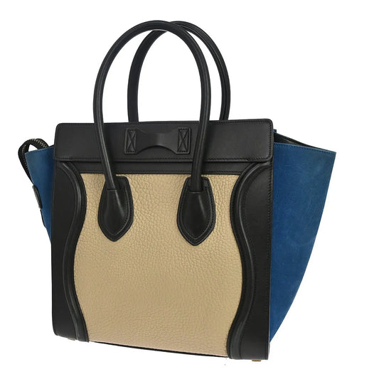 Celine Tricolor Luggage Leather, Multicolour, Leather, Tote Bag
