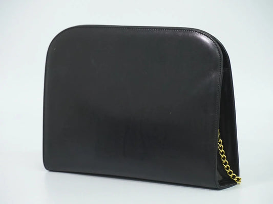 Salvatore Ferragamo Vintage Gancini Chain Leather, Black, Leather, Shoulder Bag
