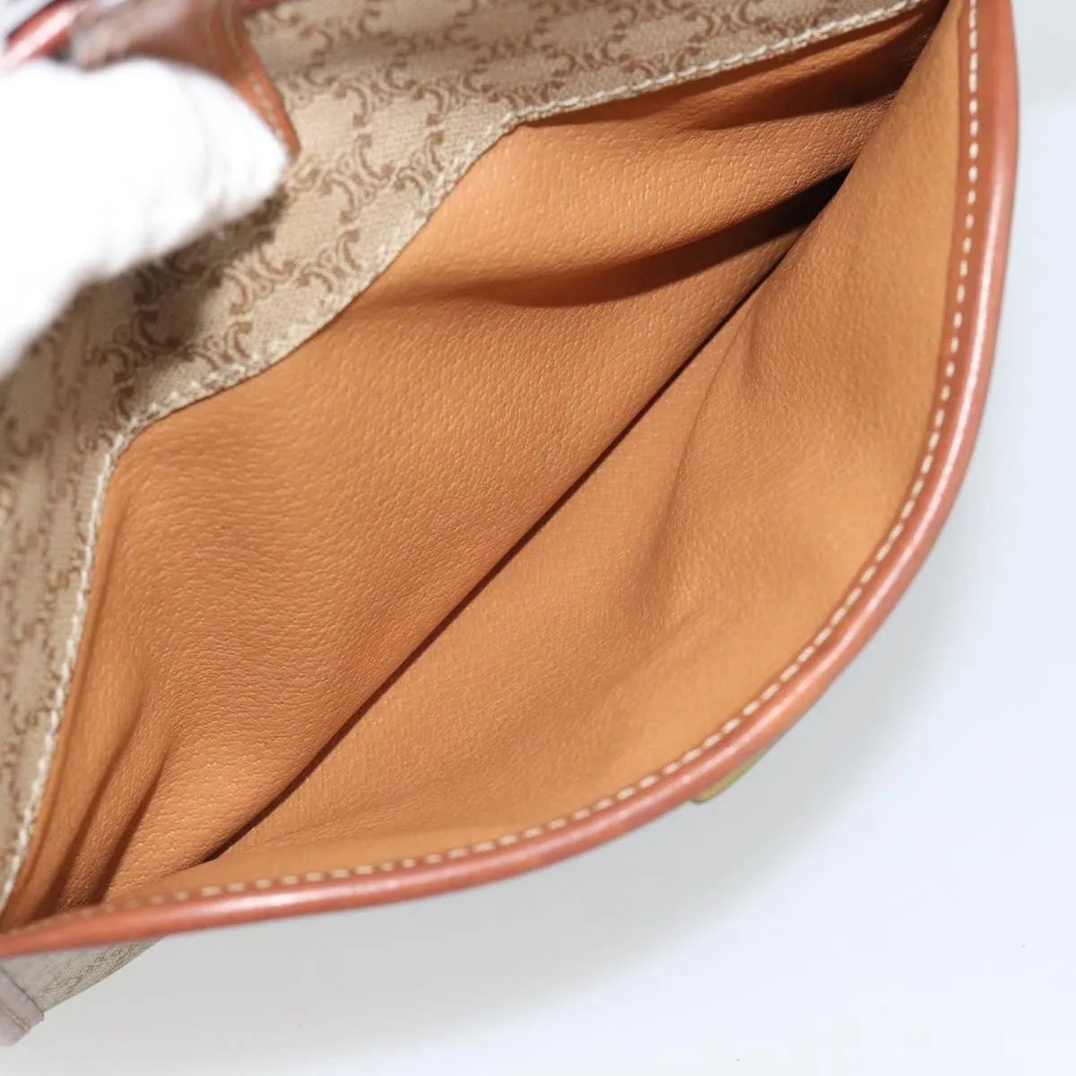 Celine Vintage Macadam Canvas and Leather, Beige, Canvas, Shoulder Bag