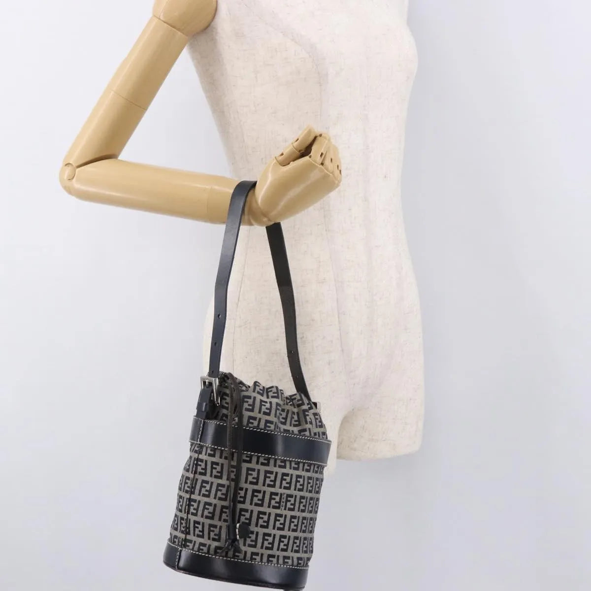 Fendi Zucchino Canvas, Navy, Canvas, Handbag