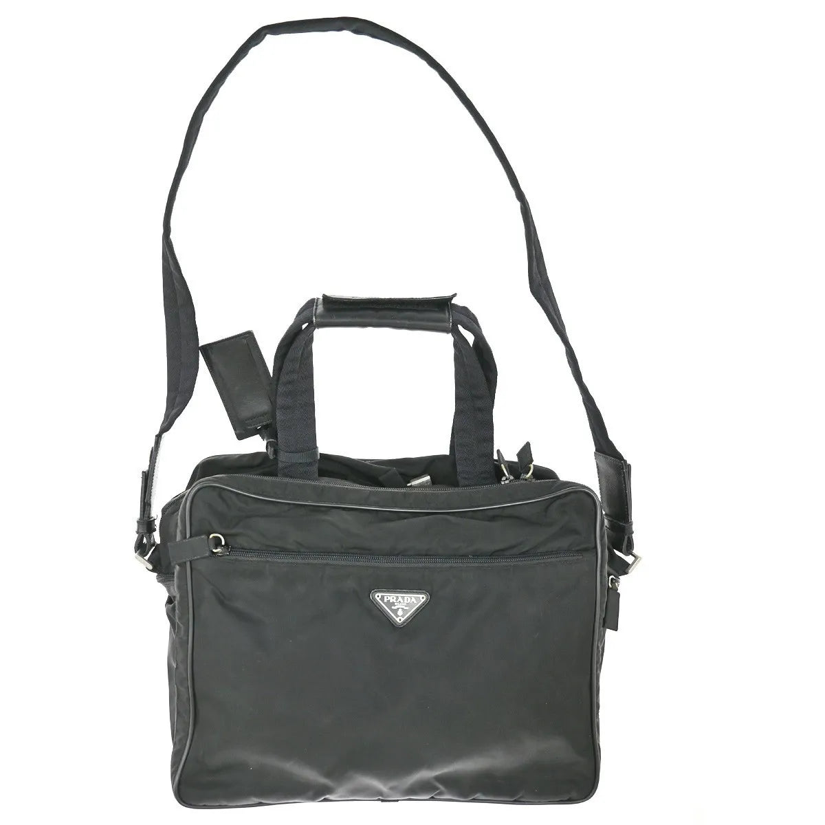 Prada Expandable Front Zip Boston Tessuto, Black, Nylon, Travel Bag