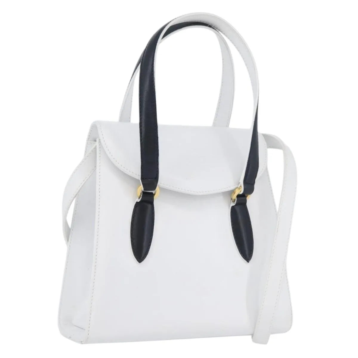 Salvatore Ferragamo Vintage Top handle Leather, White, Leather, Handbag