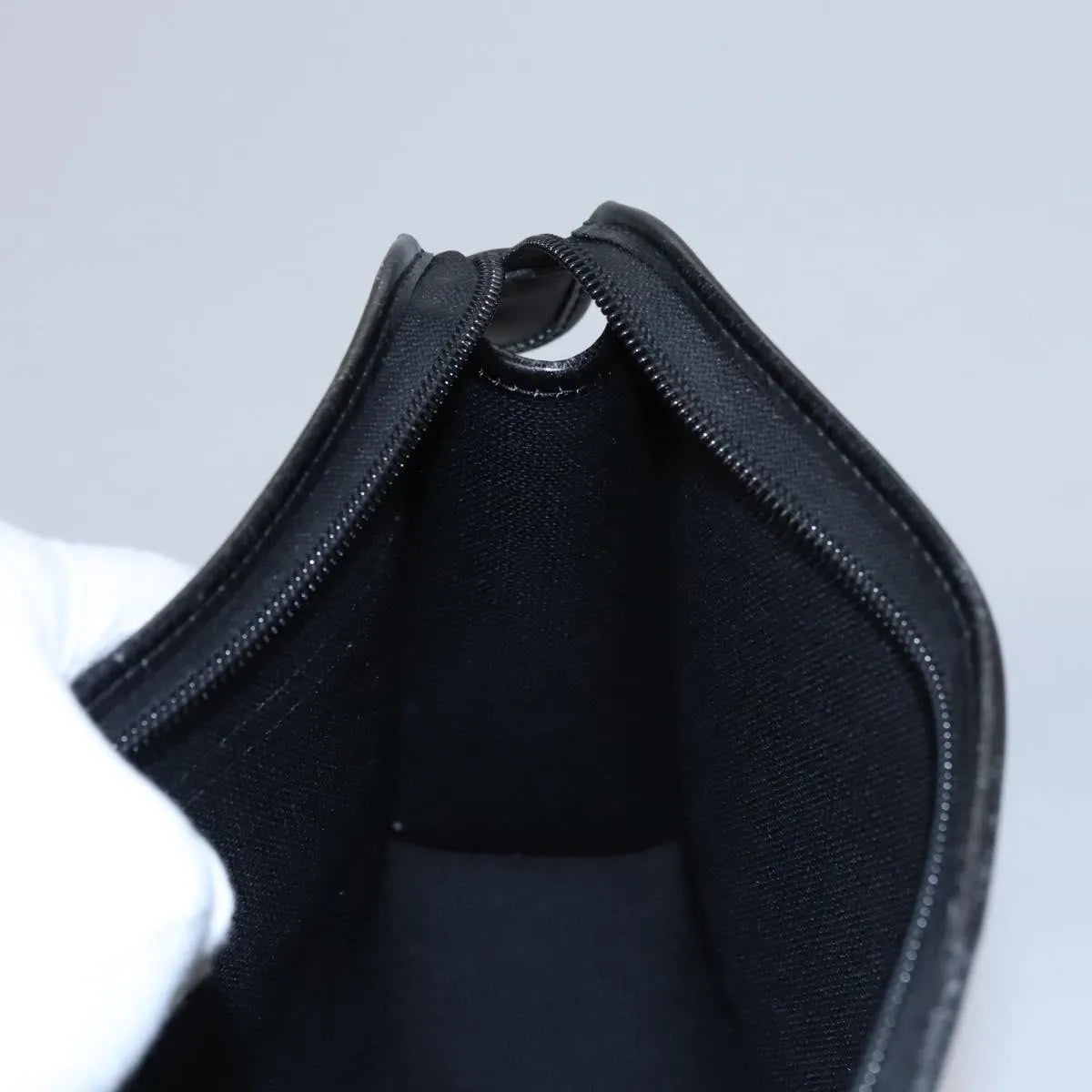 Christian Dior Vintage Honeycomb Zip Coated Canvas, Black, Canvas, Clutch