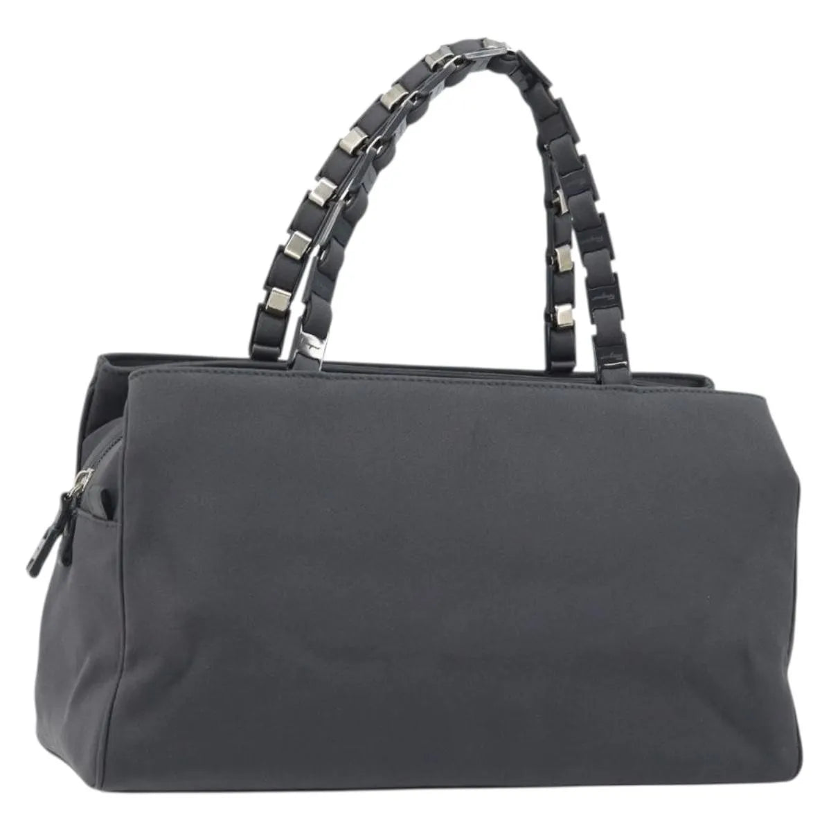 Salvatore Ferragamo Vala Canvas, Gray, Canvas, Handbag
