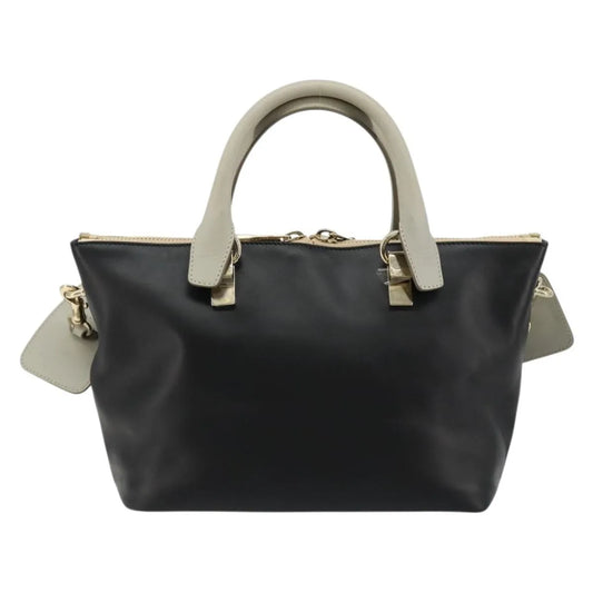 Chloe Bicolor Baylee Satchel Leather, Black, Leather, Handbag