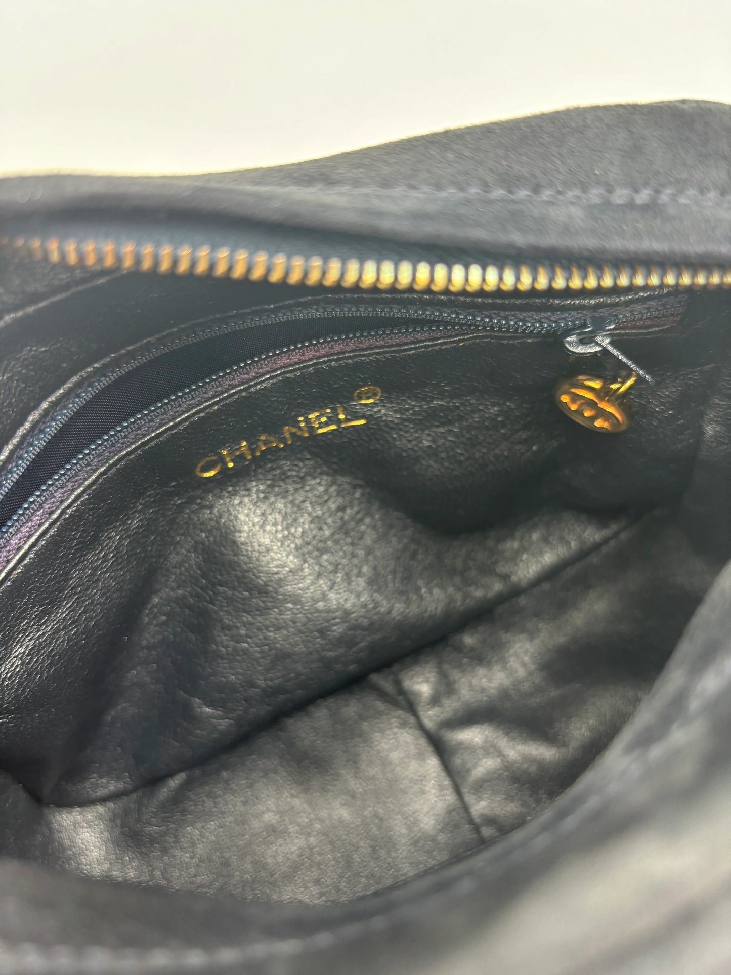 Chanel Vintage Camera Bag Suede, Black, Suede, Crossbody Bag