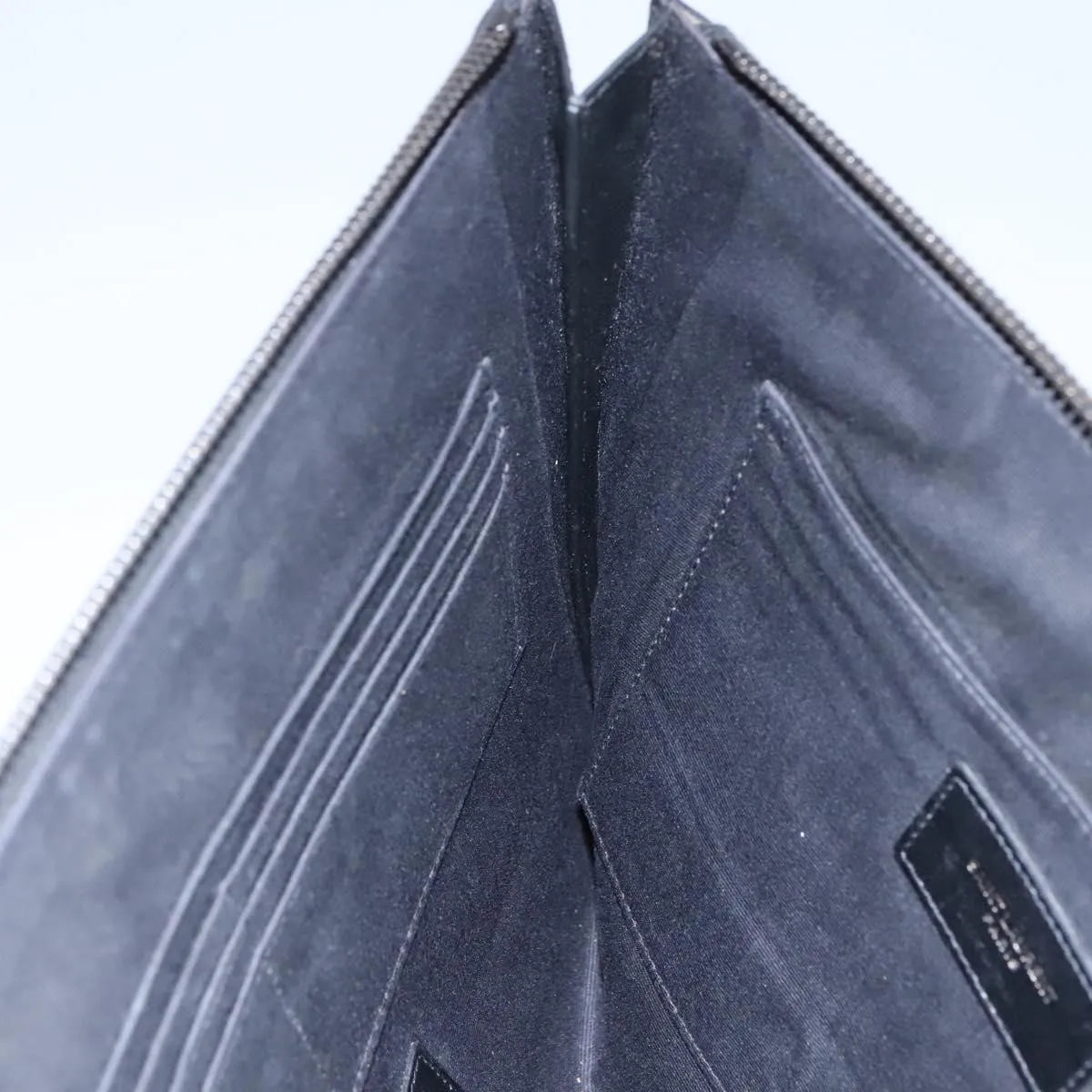 Saint Laurent Zip Pocket Leather, Black, Leather, Clutch