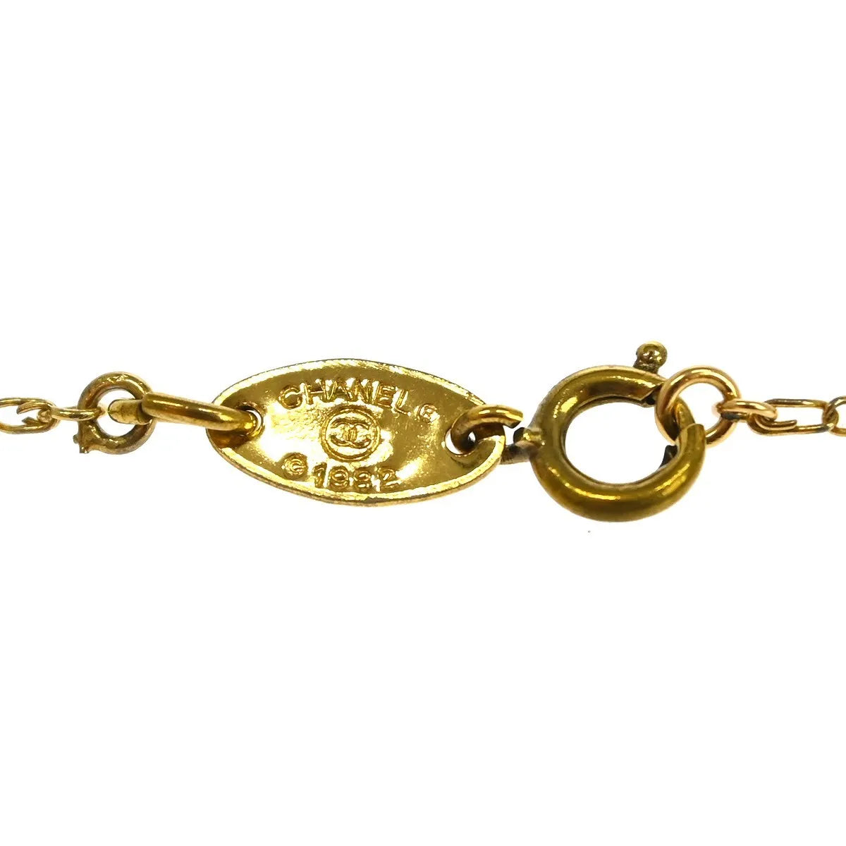 Chanel Vintage CC Pendant Metal with Crystals, Gold, Gold Plated, Necklace
