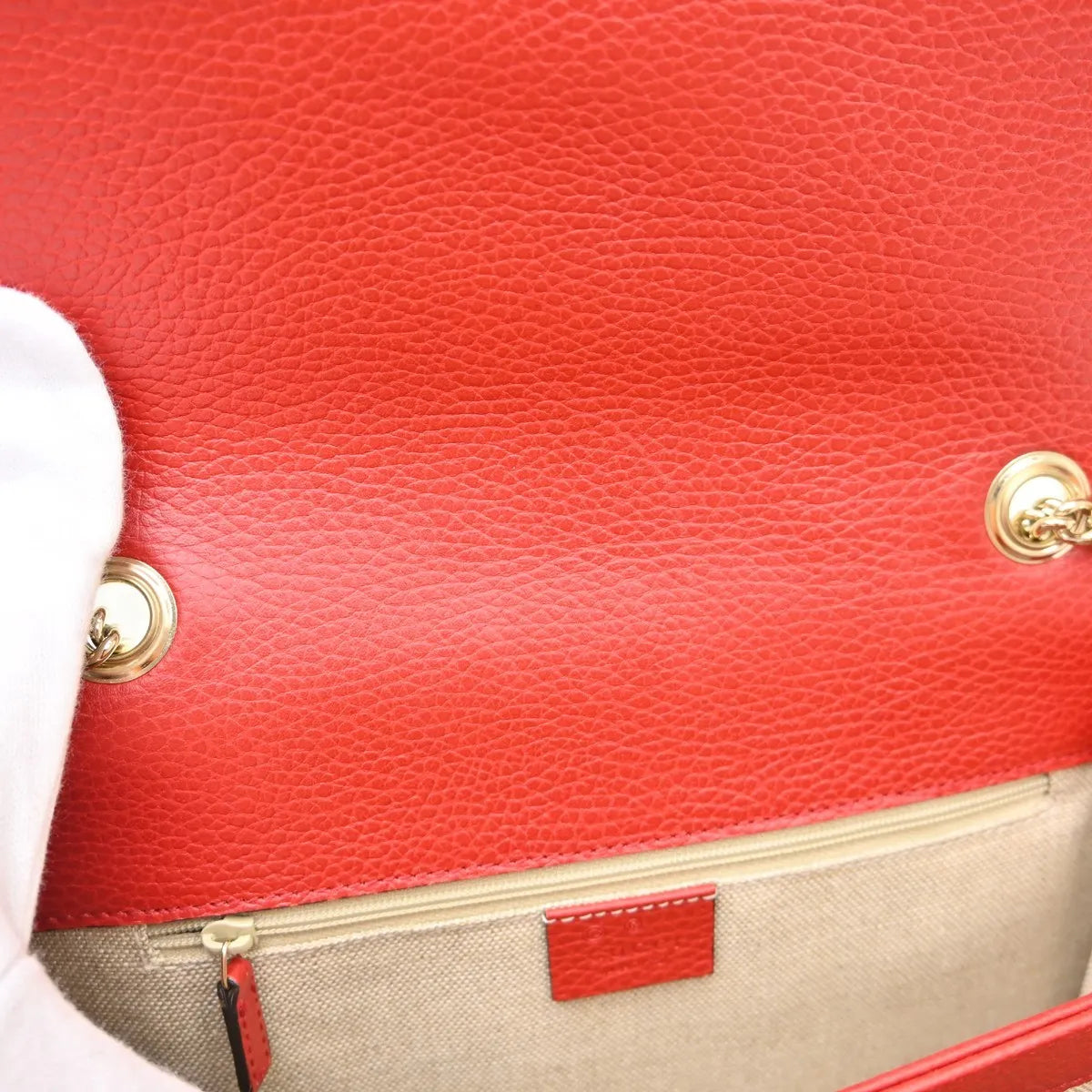 Gucci Interlocking Leather, Red, Leather, Shoulder Bag