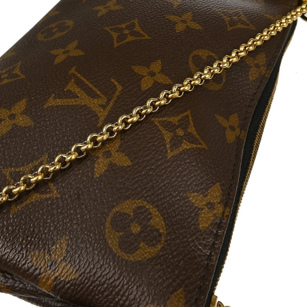 Louis Vuitton Pallas Clutch Monogram Canvas with Leather, Brown, Canvas, Clutch