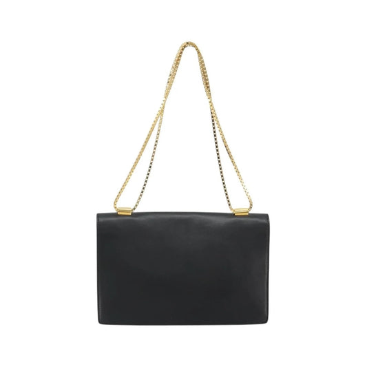 Versace Medusa Flap Chain Leather, Black, Leather, Shoulder Bag
