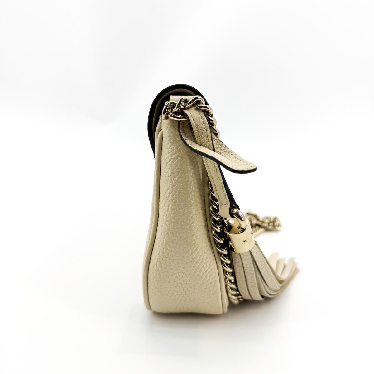 Gucci Soho Chain Leather, Beige, Leather, Crossbody Bag