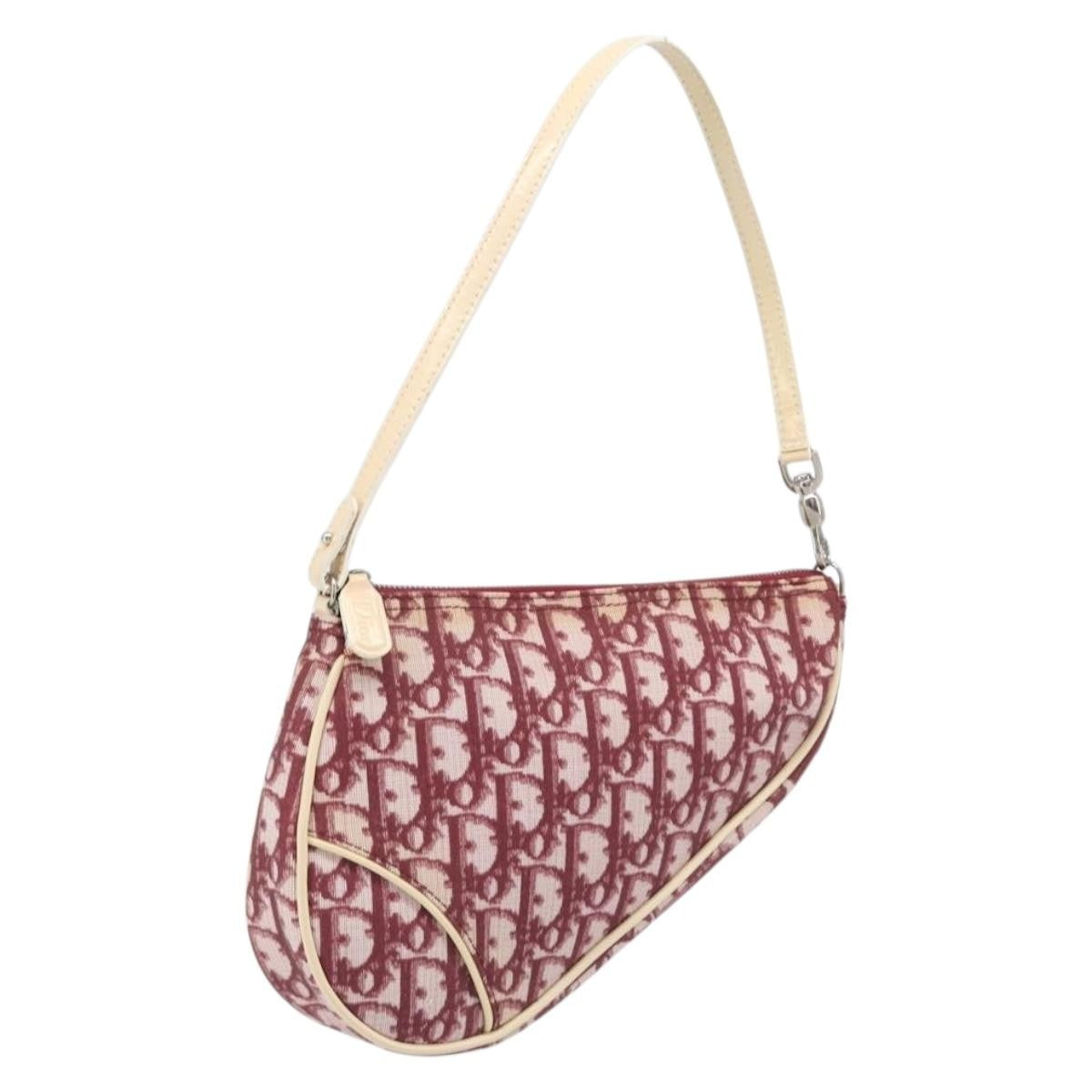 Christian Dior Vintage Saddle Bag Canvas, Red, Canvas, Clutch