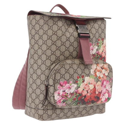 Gucci Buckle Blooms Print GG Coated Canvas, Beige, Canvas, Backpack